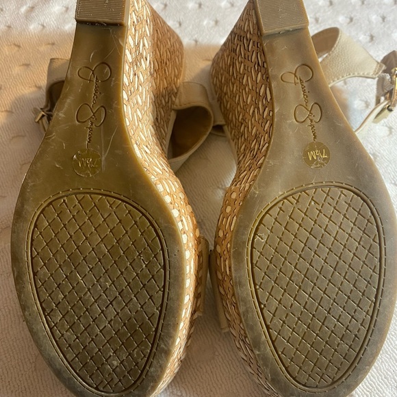JESSICA SIMPSON Cork Laser Cut Out Wedge with Ankle Strap - Picture 14 of 16